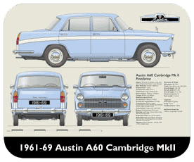 Austin A60 Cambridge MKII 1961-69 Place Mat, Small